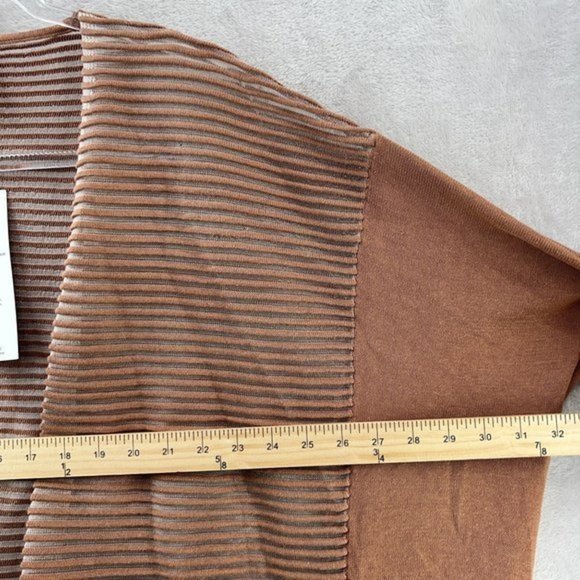 MARLA WYNNE Cardigan‎ Topper Chestnut Brown Striped Mesh Lagenlook Oversized XS - Picture 6 of 10